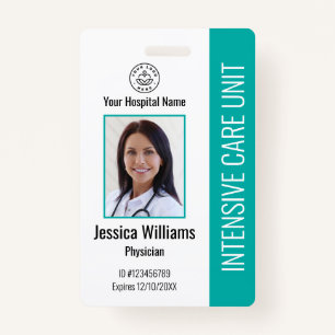 Modern Company Logo Photo Teal Employee ID ID Badge