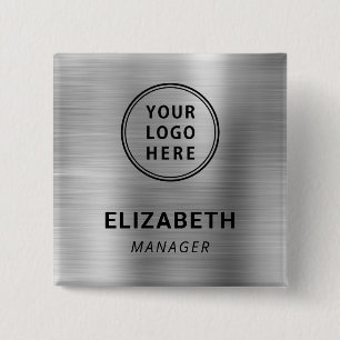 Modern Company Logo Silver Name Tag 15 Cm Square Badge