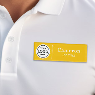 Modern Company Logo Yellow Employee Name Tag