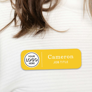 Modern Company Logo Yellow Employee Name Tag