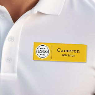 Modern Company Logo Yellow Employee Name Tag