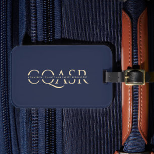 Modern Company Monogram Professional Dark Blue Luggage Tag