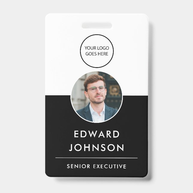 Modern Company Photo ID Barcode Card Employee Badge (Front)