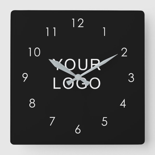 Modern Company Professional Business Logo Black  Square Wall Clock (Front)