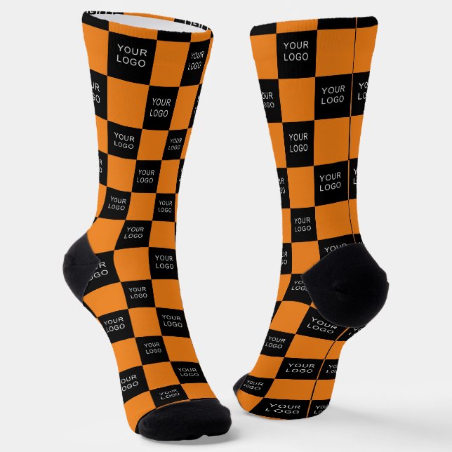 Modern Company Professional Business Logo Orange Socks (Angled)