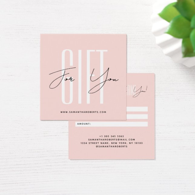 Modern company typography script blush gift card (Desk)