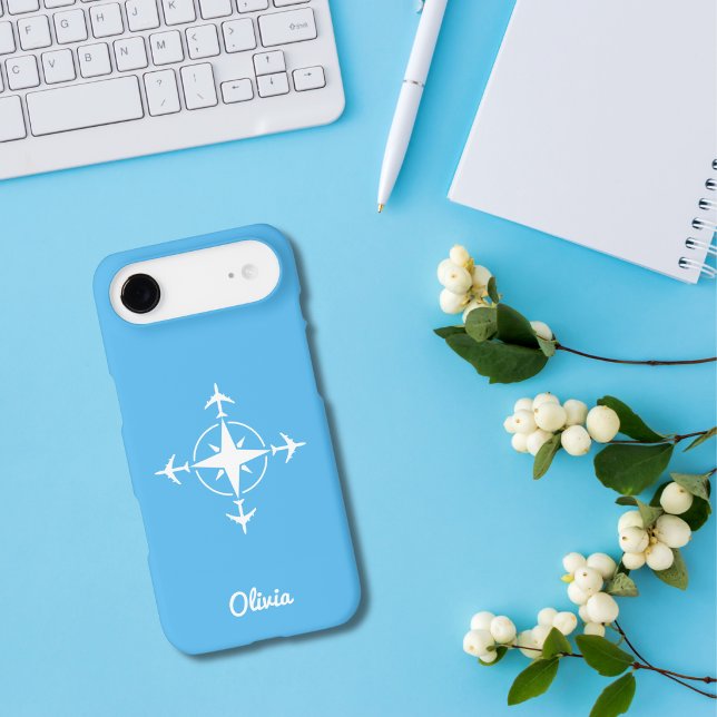 Modern Compass Aeroplane Travel Stylish Custom Blu (Creator Uploaded)