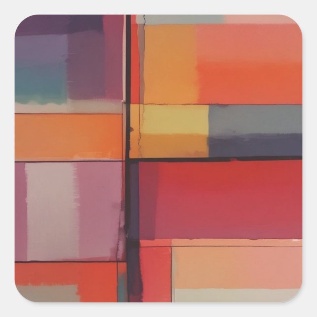 Modern Composition Abstract Artwork Square Sticker (Front)