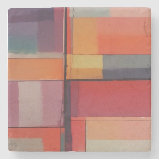 Modern Composition Abstract Artwork Stone Coaster (Front)