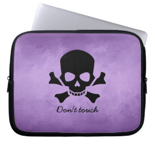 Modern Computer Sleeve, Don't Touch, Skull Design Laptop Sleeve