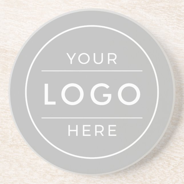 Modern Concrete Grey Custom Business Logo Coaster (Front)