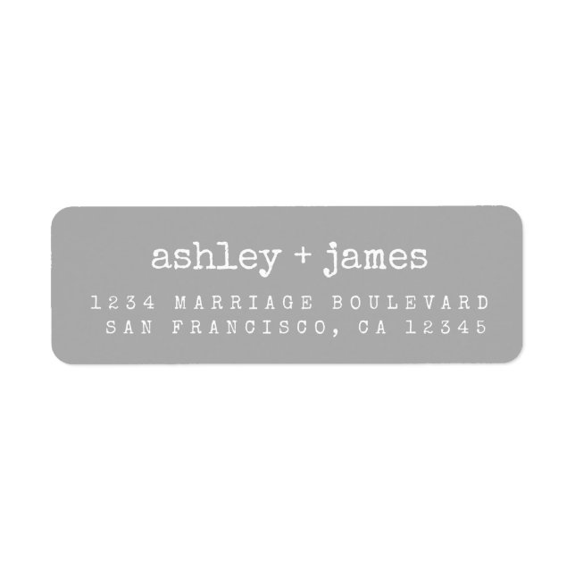 Modern Concrete Grey Wedding Return Address Label (Front)
