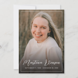 Modern Condolence Memorial Sympathy Funeral Photo Thank You Card