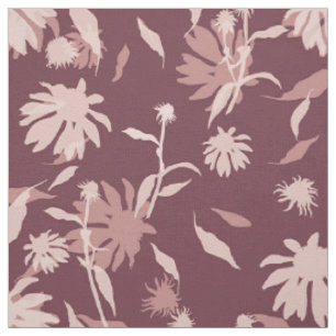 Modern Coneflowers Floral Pattern Pale Purple Fabric