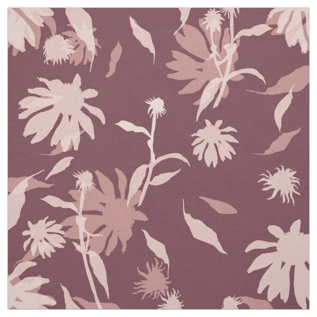 Modern Coneflowers Floral Pattern Pale Purple Fabric (Swatch)