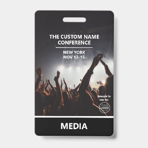 Modern Conference Media Access Pass QR Code Custom ID Badge