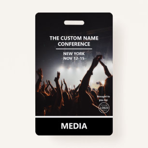 Modern Conference Media Access Pass QR Code Custom ID Badge