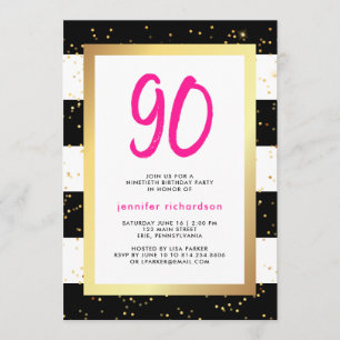 Modern Confetti   90th Birthday Party Invitation