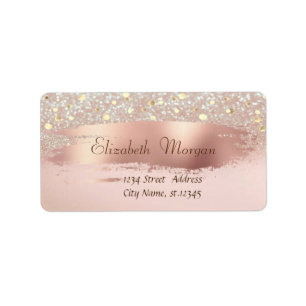 Modern Confetti,  Brush Stroke, Glitter Bokeh Label