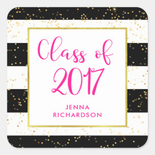 Modern Confetti   Class of 2017 Graduation Party Square Sticker
