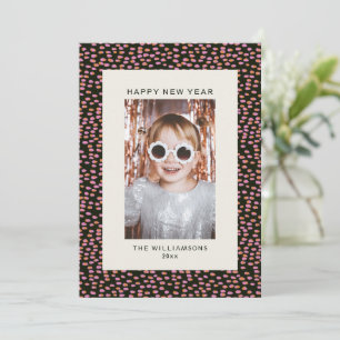 Modern Confetti Dots Festive New Year Holiday Card