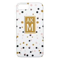 Modern Confetti Dots Monogram iPhone 7 Case