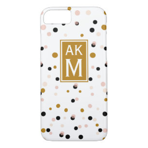 Modern Confetti Dots Monogram iPhone 7 Case