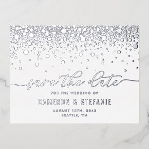 Modern Confetti Dots Silver Foil Save the Date Foil Invitation Postcard
