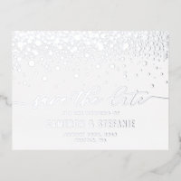 Modern Confetti Dots Silver Foil Save the Date