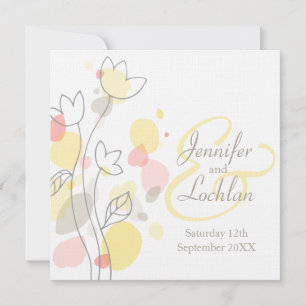 Modern confetti flower petal square wedding invite