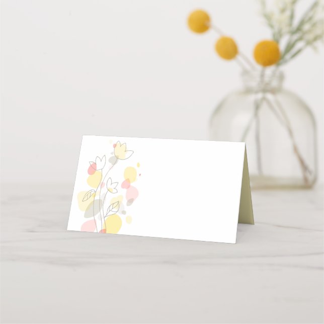 Modern confetti flower wedding guest place cards (Front)