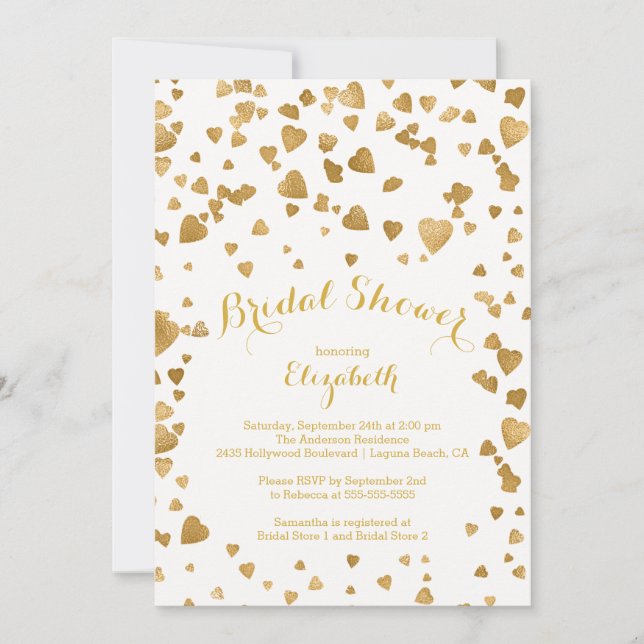 Modern Confetti Hearts Bridal Shower Invitation (Front)