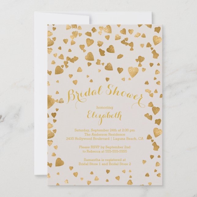 Modern Confetti Hearts Bridal Shower Invitation (Front)