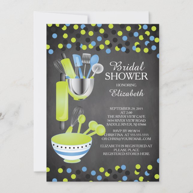 Modern Confetti Kitchen Bridal Shower Invitations (Front)