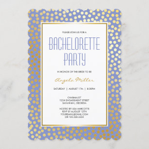 Modern Confetti Polka Dots Lavender and Gold Invitation