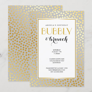Modern Confetti Polka Dots Pattern Grey and Gold Invitation