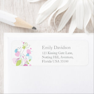 Modern confetti wedding slim return reply address label