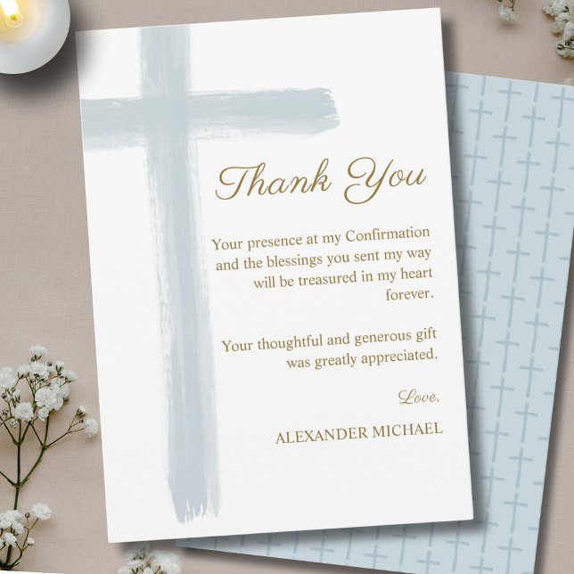 Modern Confirmation Blue Cross Thank You Card (Creator Uploaded)