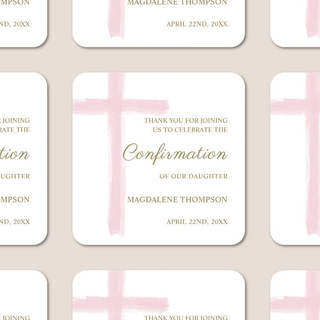Modern Confirmation Pink Cross Thank You Square Sticker (Creator Uploaded)