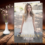 Modern Congrats Full Photo Graduation Card<br><div class="desc">Modern Congrats Full Photo Graduation Card. Graduation card with text Congrats,  a name,  class of and a photo of the graduate on the front side. Personalize the text inside the card to suit your needs or erase it. On the back of the card is a black graduate cap.</div>