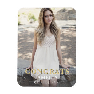 Modern Congrats Full Photo Graduation Magnet 