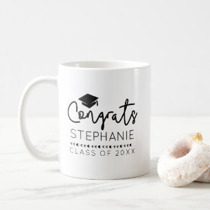 Modern Congrats Grad Graduation Cap Coffee Mug
