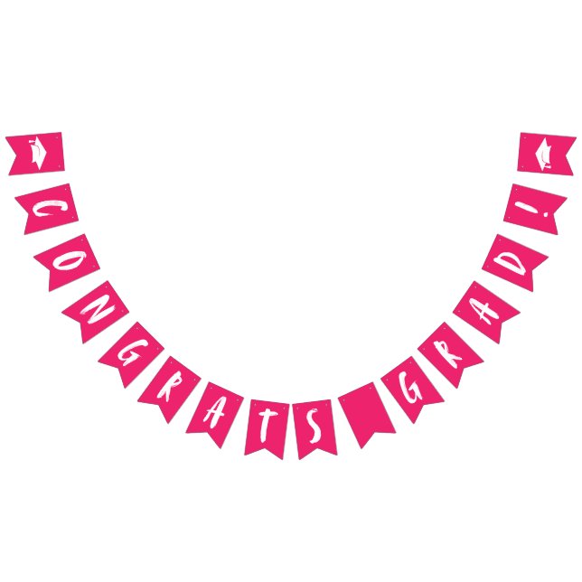 Modern Congrats Grad Hot Pink Graduation Bunting (All)