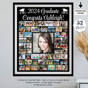 Modern Congrats Graduate 52 Photo Collage Poster