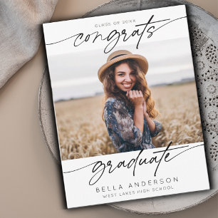 Modern Congrats Graduate Graduation Script Photo Card