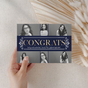 Modern Congrats Photo Collage Graduation Party Invitation