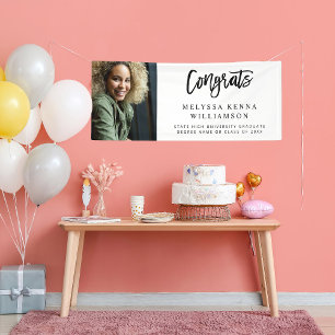 Modern Congrats Photo Graduate Banner - White