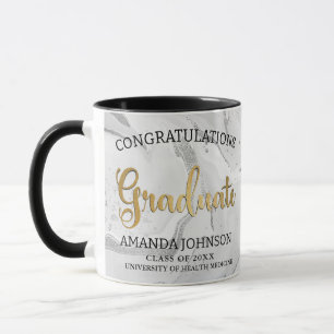 Modern Congratulations Gold Grey Marble Graduation Mug