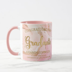 Modern Congratulations Gold Pink Marble Graduation Mug