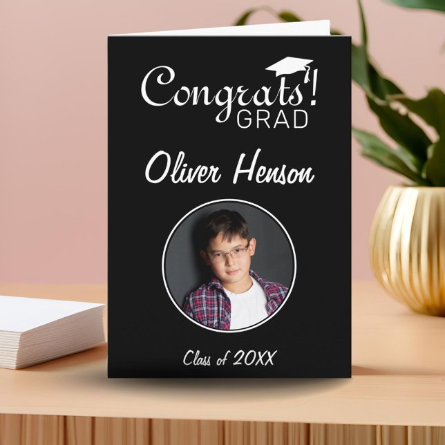 Modern Congratulations Grad Graduation Photo Card (Creator Uploaded)